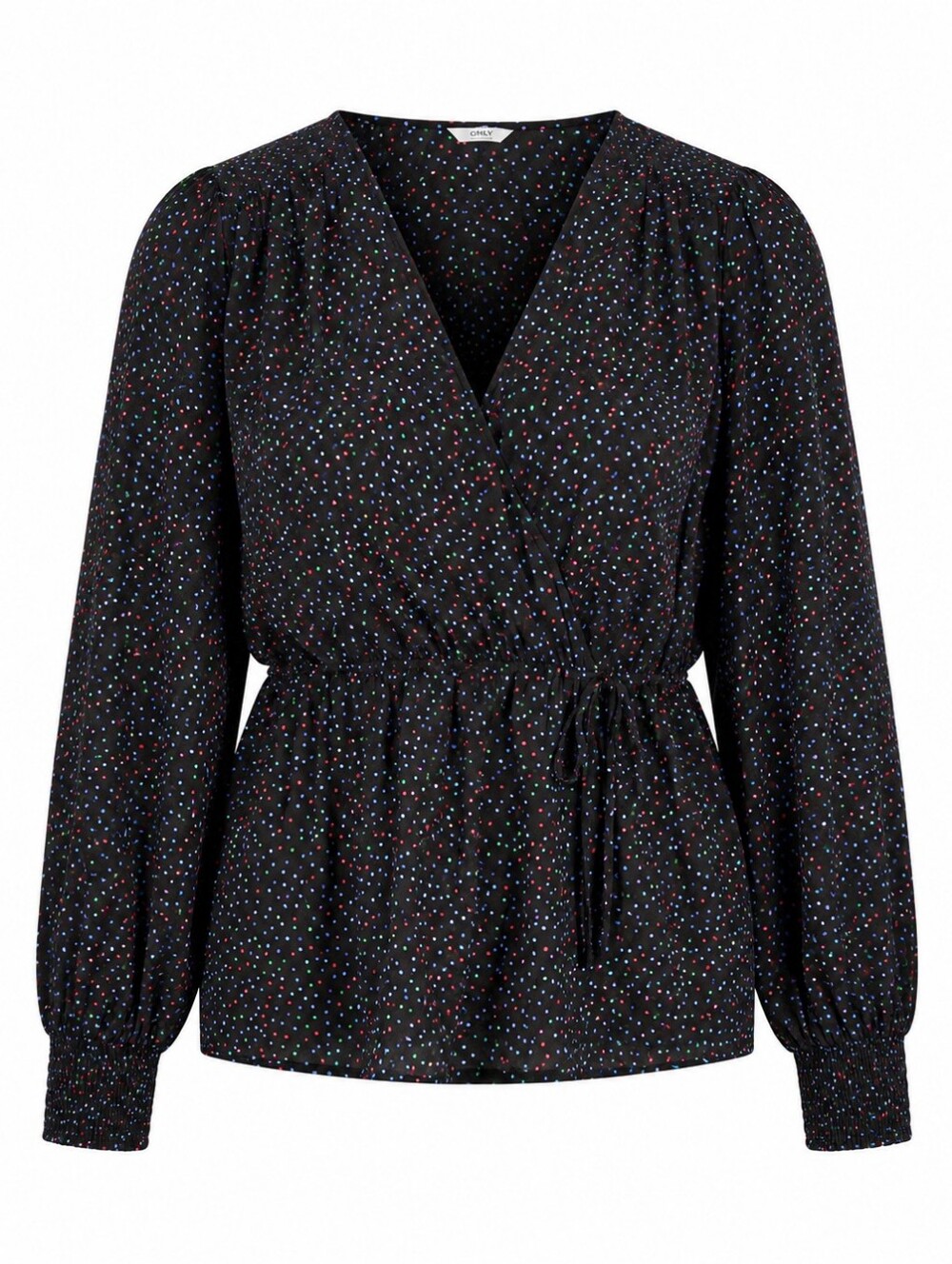 Penningtons Plus Size Black Polka Dot V-neck Faux Wrap Peplum Women Blouse 3X